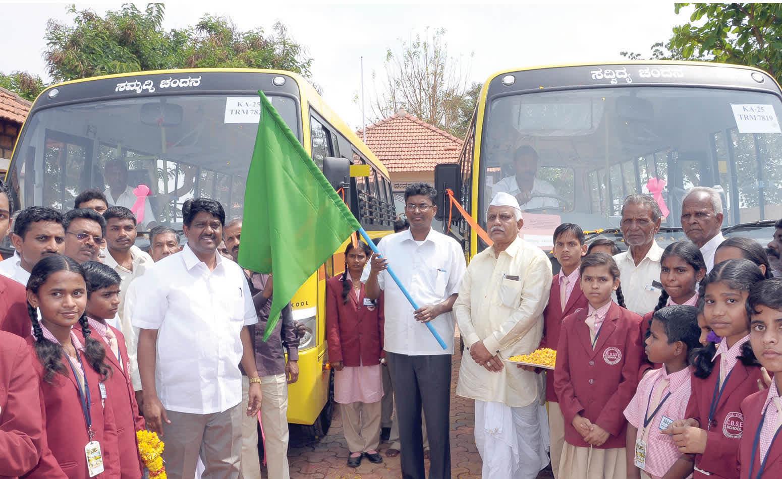 School Chandan reliable transport buses and community celebrations