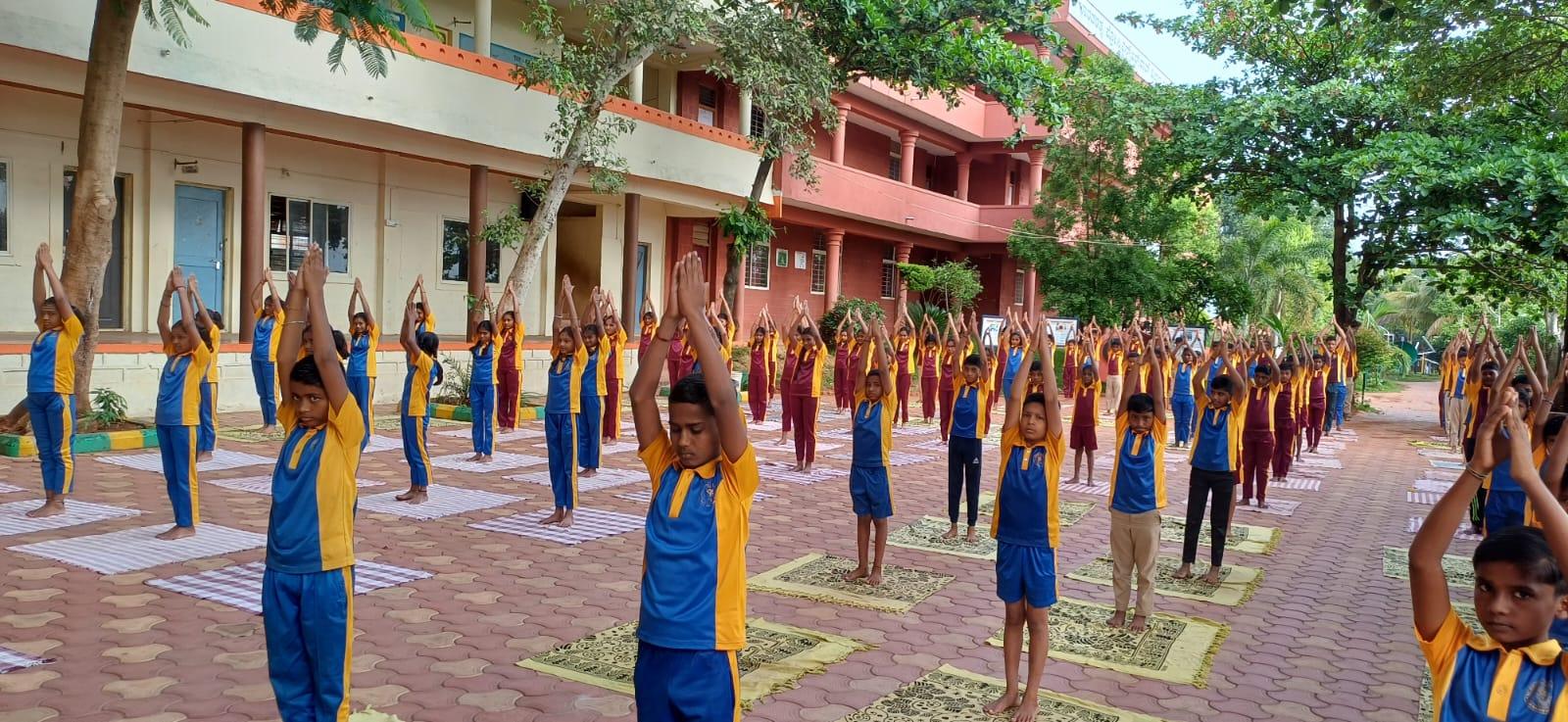 Students doing yoga